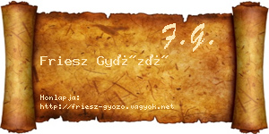 Friesz Győző névjegykártya